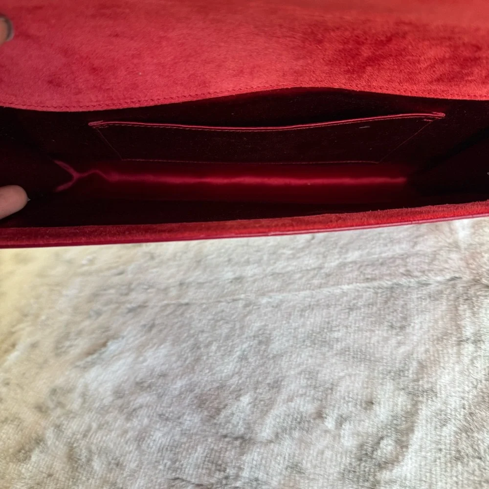Yves Saint Laurent YSL Belle De Jour Red Patent Leather Clutch P0329 - Picture 10 of 11